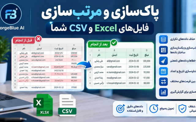 فایلهای اکسل و CSV شما را پاکسازی، مرتبسازی و اصلاح کنم