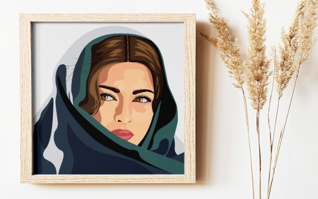 نقاشی دیجیتال پرتره به سبک وکتور آرت رئال و لوپولی انجام بدم