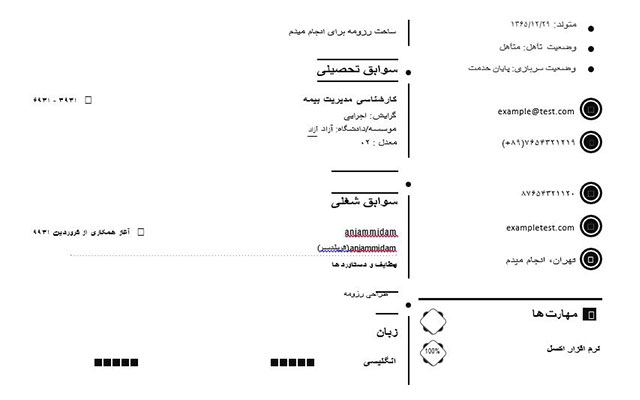 هر نوع رزومه کاری،تحصیلی،ایران تلنت و...(فارسی،انگلیسیو آلمانی) تهیه کنم