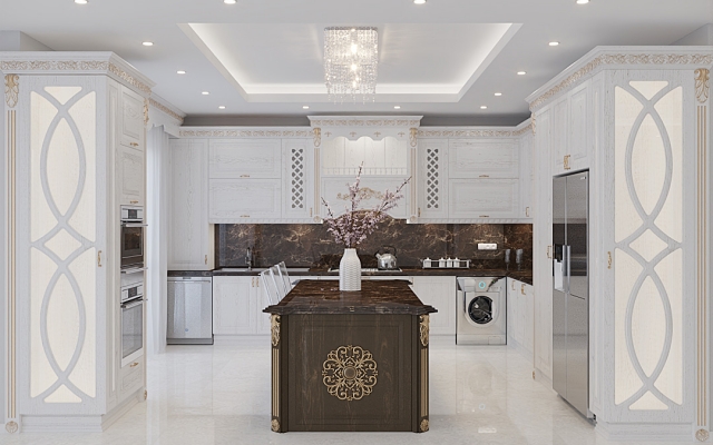 طراحی سه بعدی کابینت آشپزخانه کلایسک، نئوکلاسیک و مدرن انجام بدم