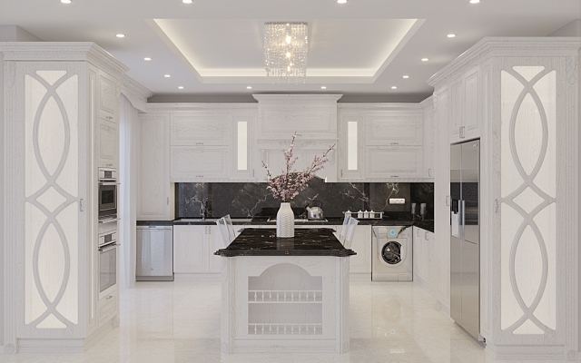 طراحی سه بعدی کابینت آشپزخانه کلایسک، نئوکلاسیک و مدرن انجام بدم